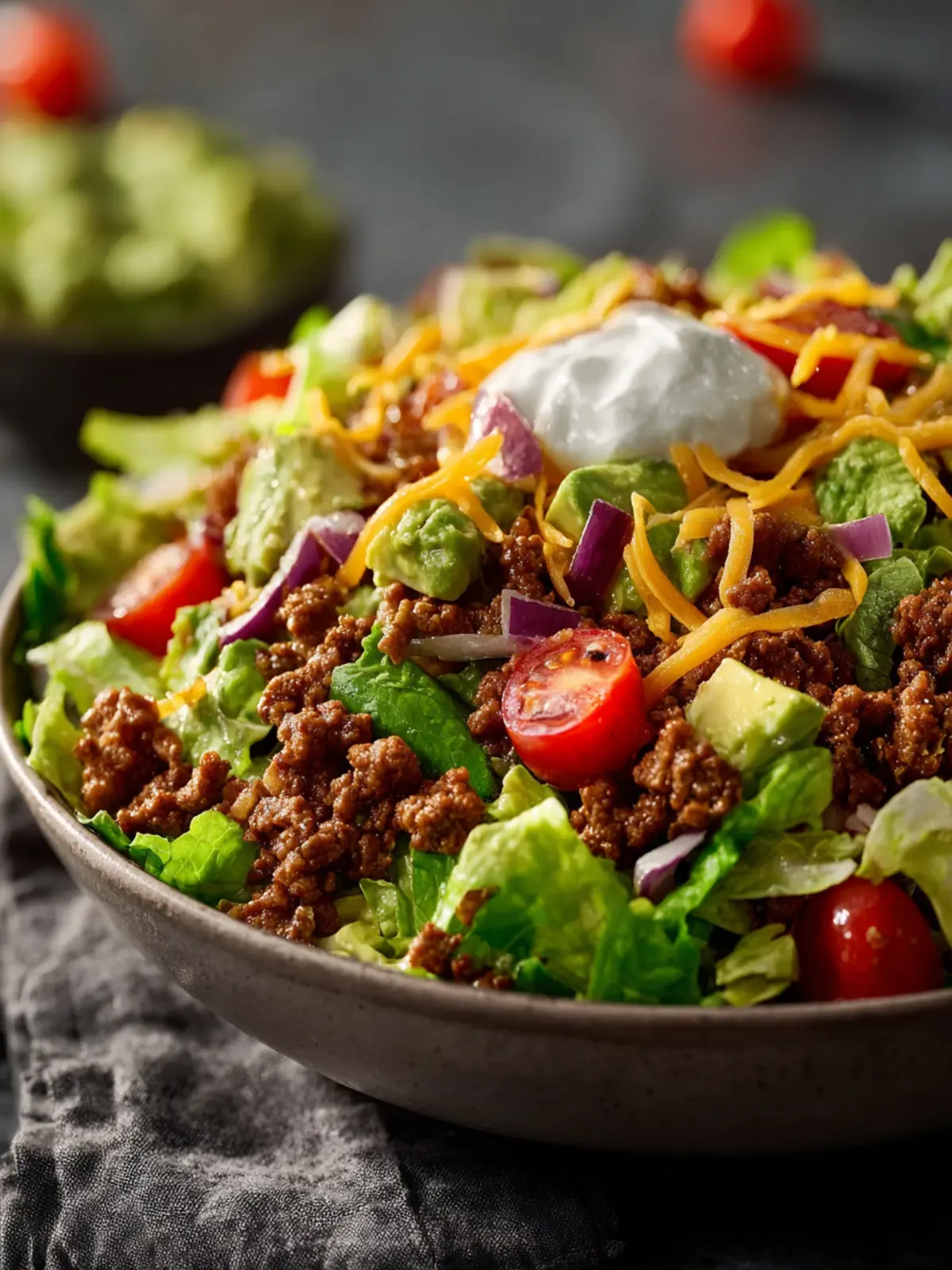 Healthy Ground Beef Taco Salad with Avocado First Image
