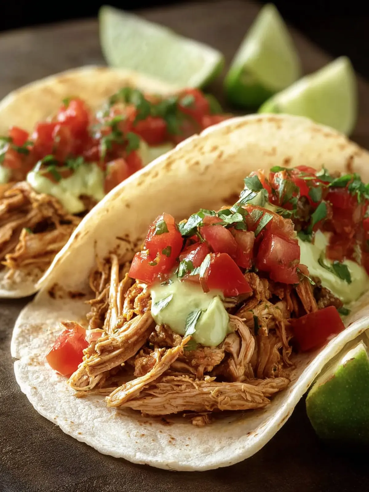 Easy Slow Cooker Chicken Tacos with Salsa & Lime First Image
