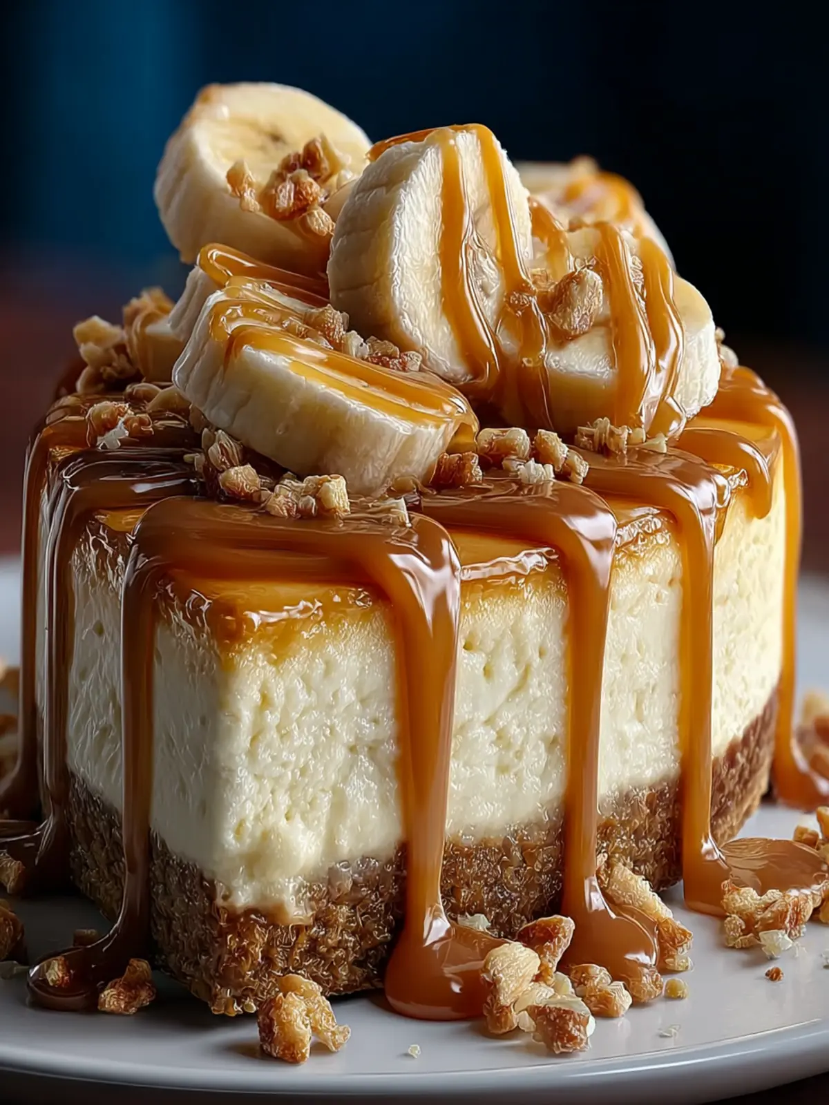 banana caramel peanut butter cheesecake First Image