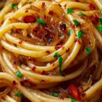 Caramelized Onion Pasta with Chilli Oil First Image