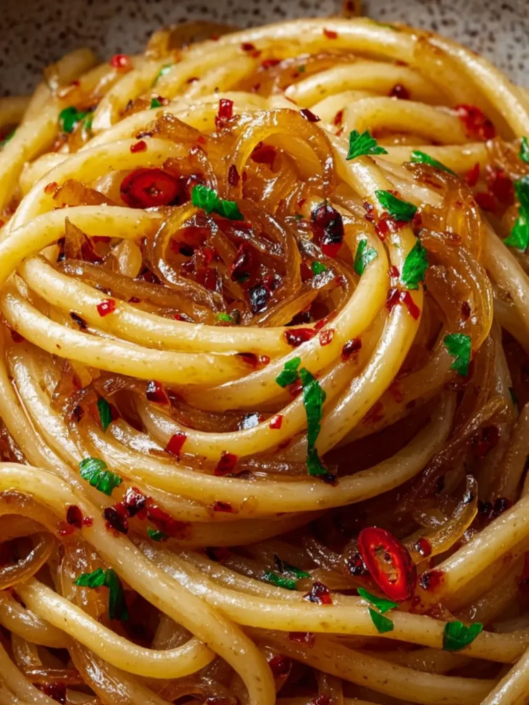 Caramelized Onion Pasta with Chilli Oil First Image