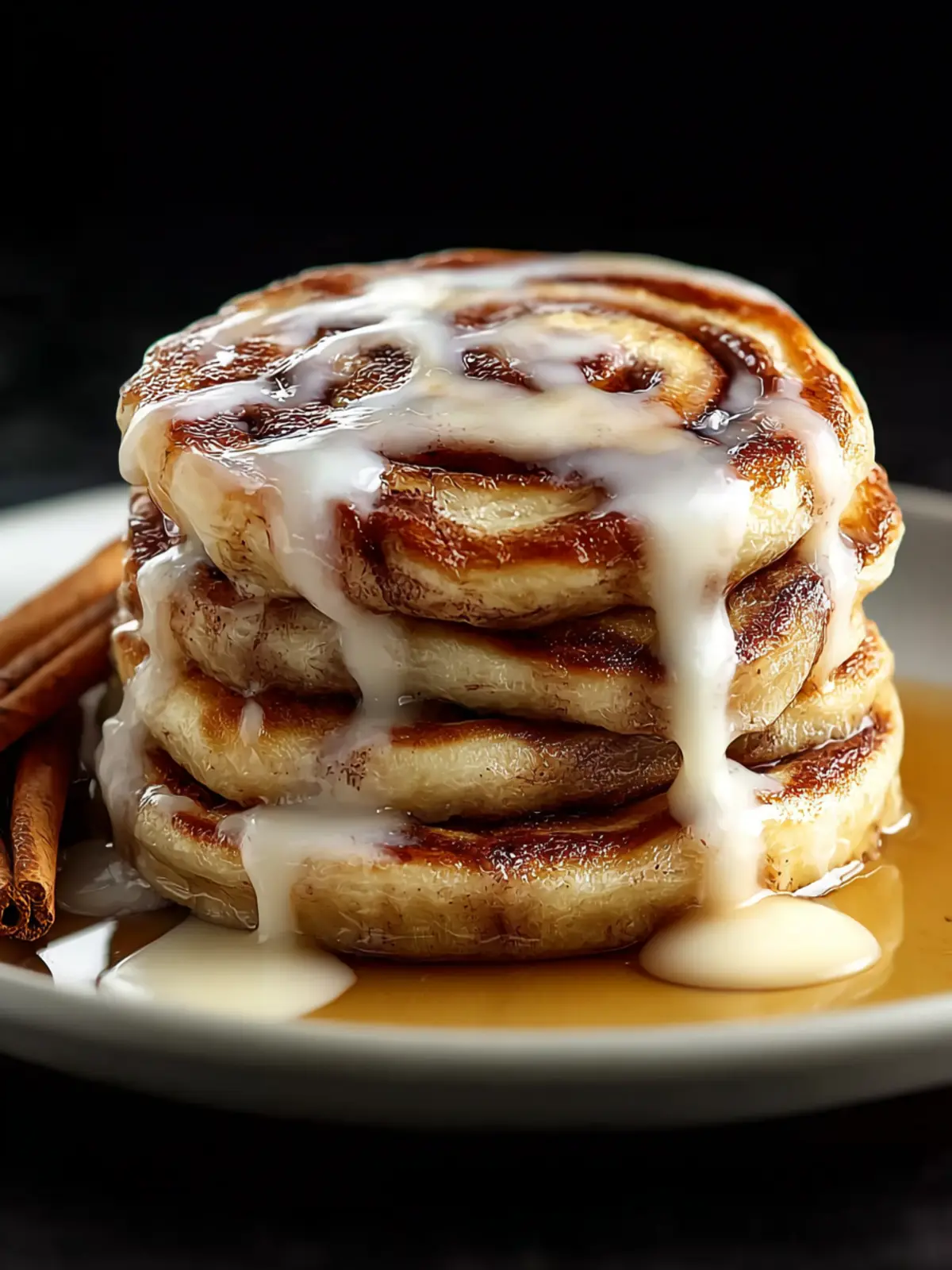 Fluffy Cinnamon Roll Pancakes First Image