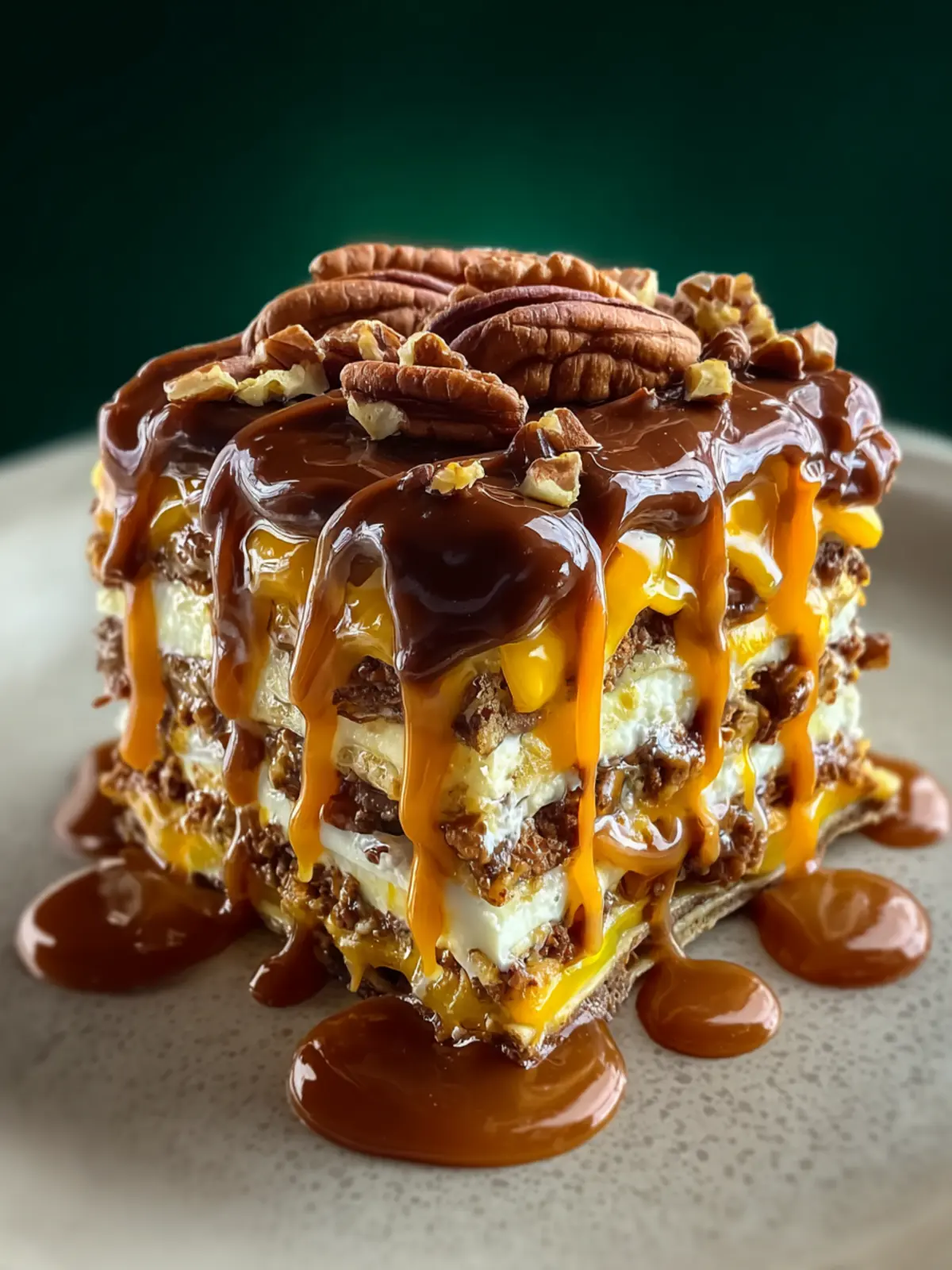 Decadent No-Bake Turtle Lasagna First Image