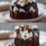 Marshmallow Chocolate Poke Cake First Image