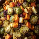 Roasted Brussels Sprouts, Sweet Potatoes and Apple First Image