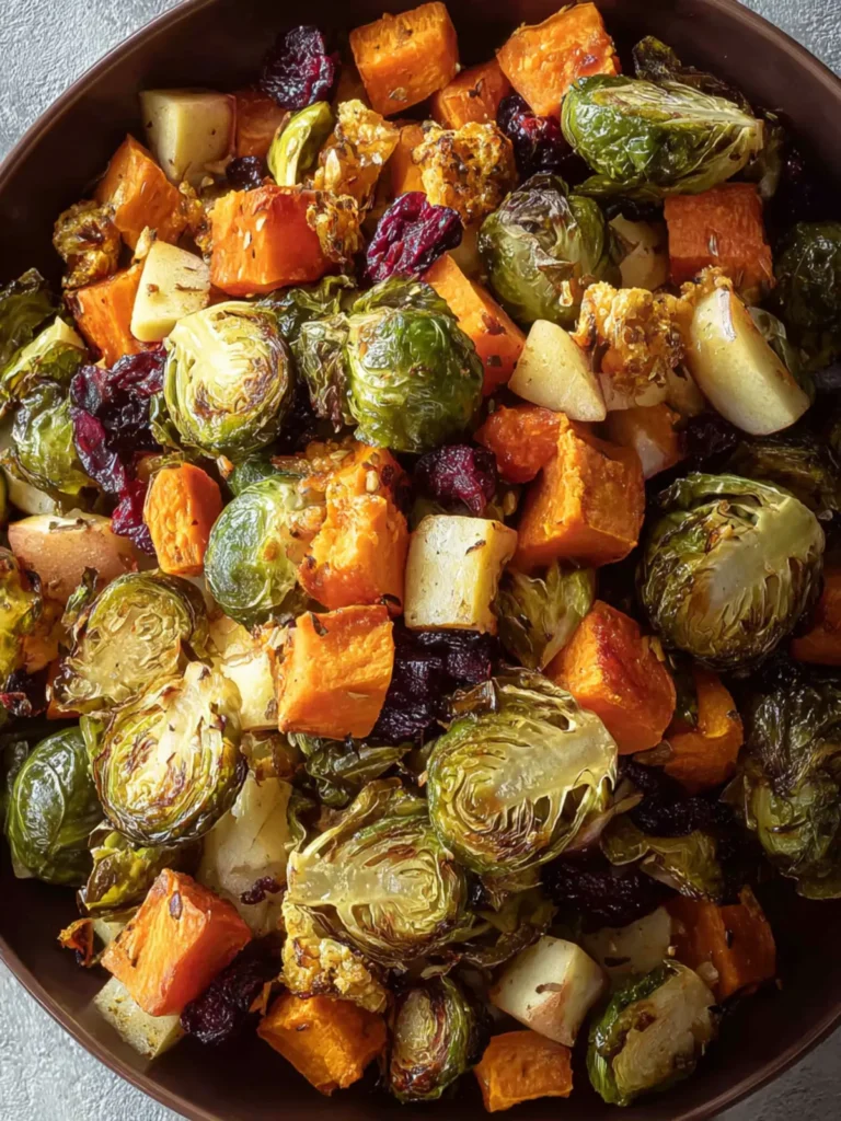 Roasted Brussels Sprouts, Sweet Potatoes and Apple First Image