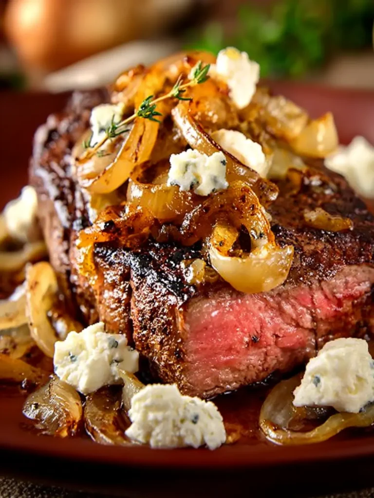 Pan-Roasted Steak with Caramelized Onions and Goat Cheese First Image